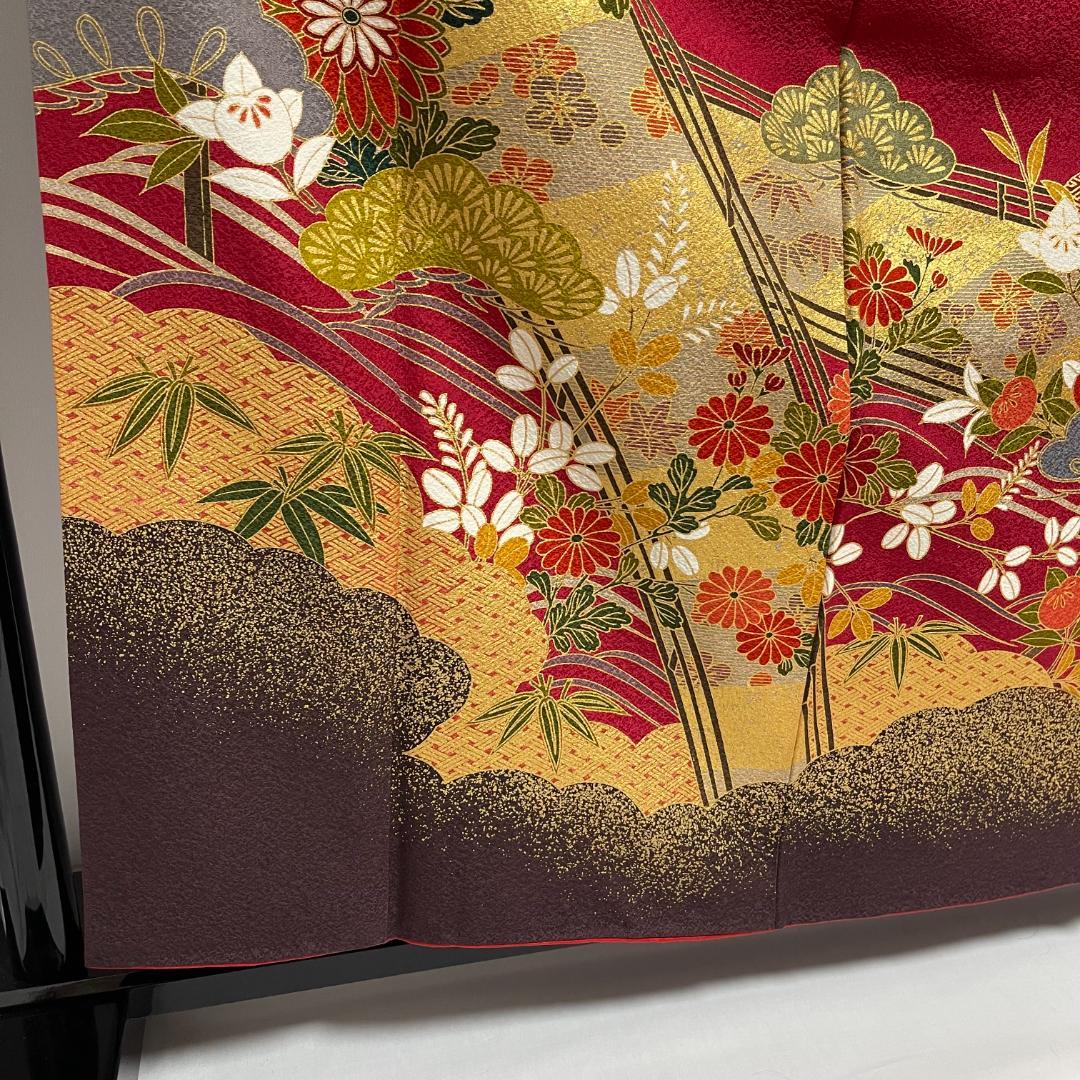 【新品未使用・仕立上・正絹】振袖－３＜さが美・耐油水加工済＞丈１５８㎝　裄６５㎝