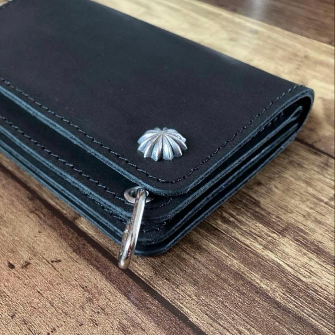 【た】カウレザー トラッカーウォレット 180（ロング）3層 茶芯ブラック