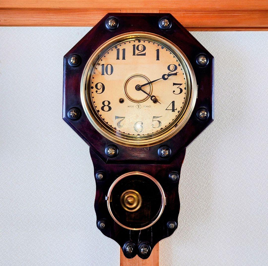 〈完動・美品〉イングラハム　ローズウッド和藤内八角ゼンマイ振り子時計　古時計