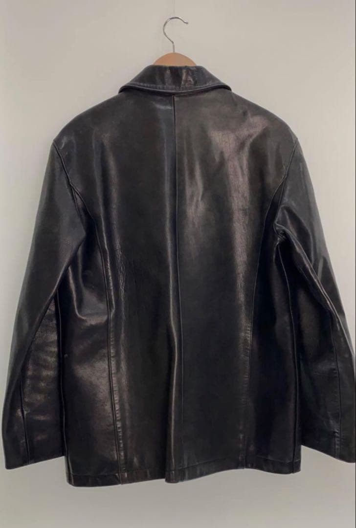 A.P.C. ブラックレザーシングルライダースジャケット M