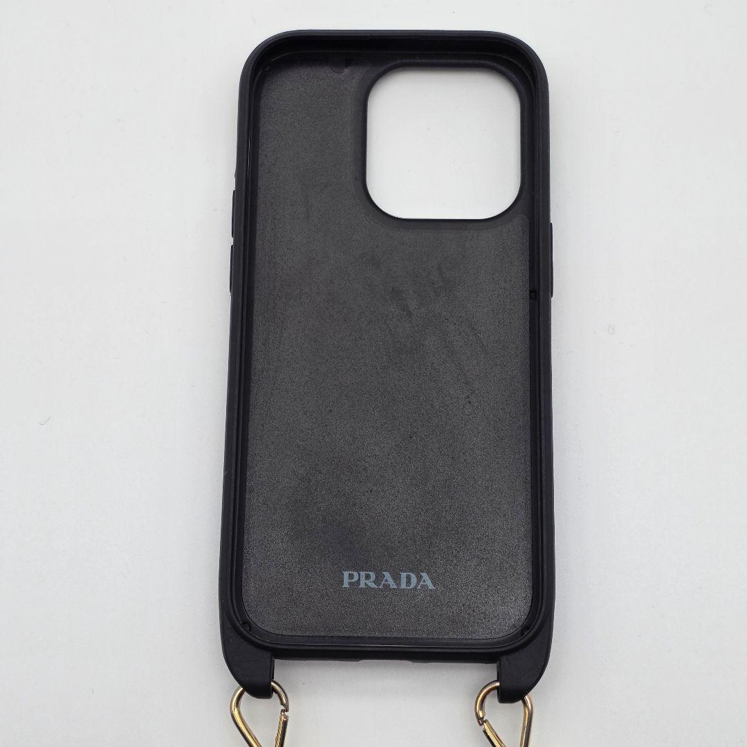 PRADA iphone14proケース ショルダー 三角ロゴ サフィアーノ 黒