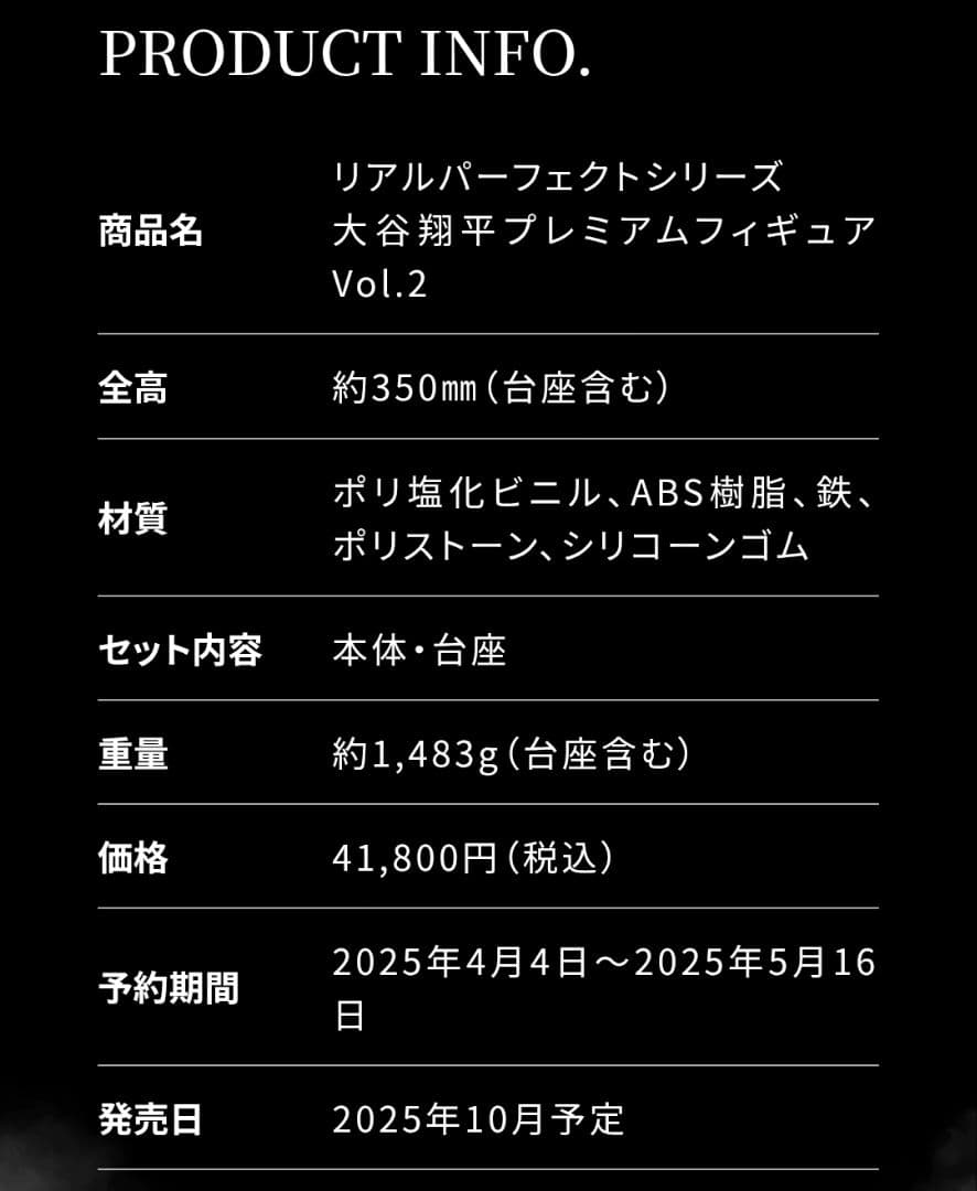 新品未開封 大谷翔平 リアルパーフェクト フィギ ュアVol.2　おまけ付