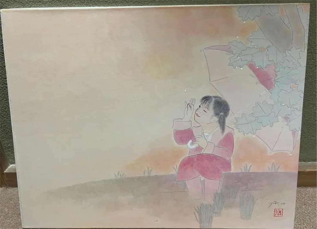 日本画　斉藤和　原画　真作　絵画　女の子　人物画　39