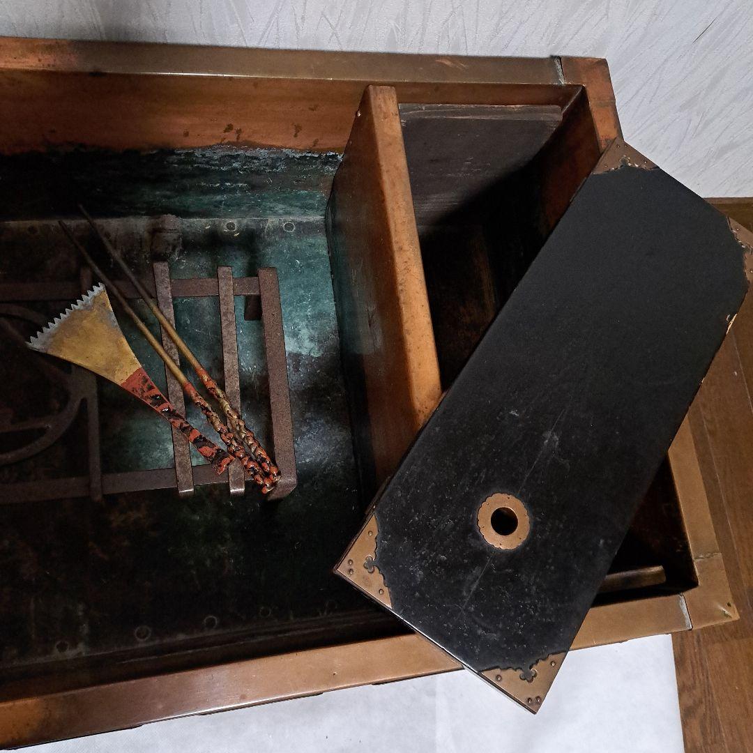 ★Masa ❗江戸時代❗ 『長火鉢』 五徳、火箸、灰均し、銅ヤカン付属