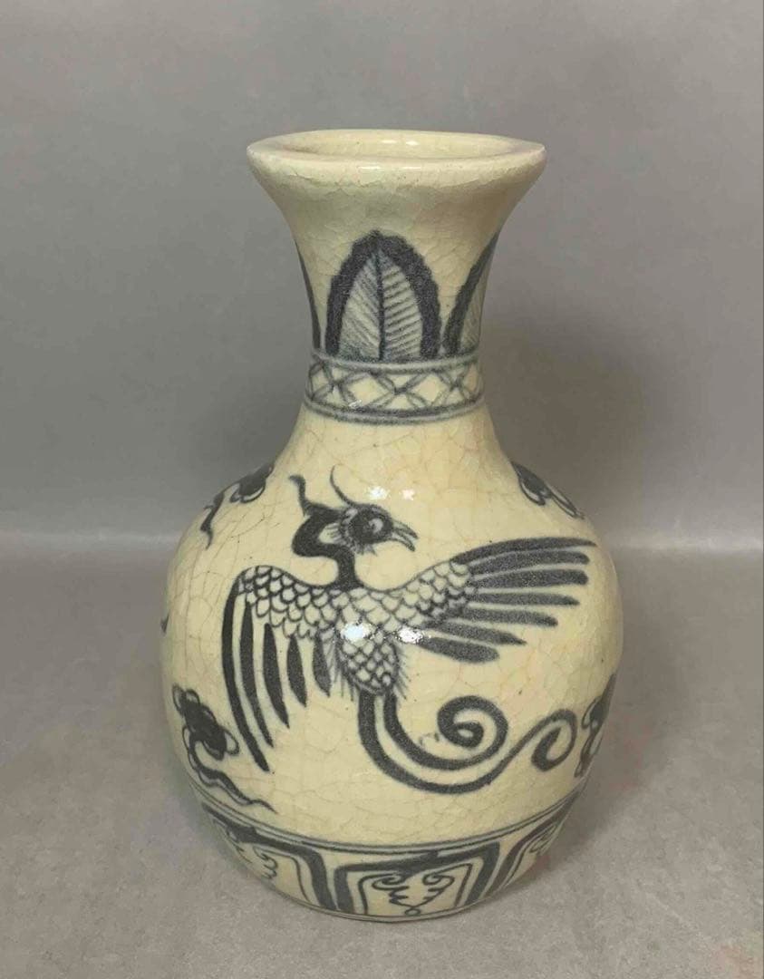 中国 染付鳳凰絵瓶　f2250417