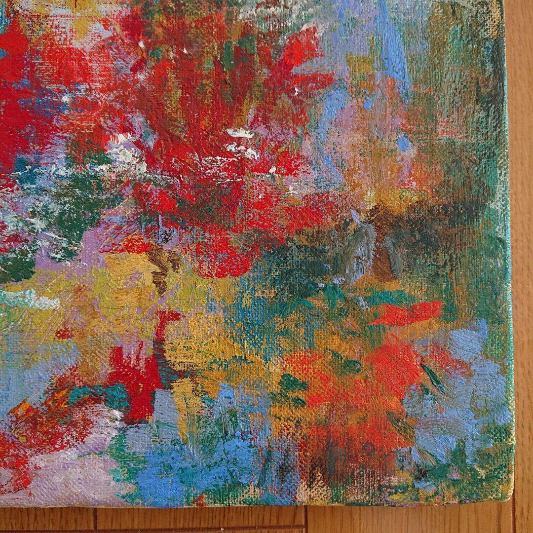 原画 １点もの 『ある日の花屋にて』 油絵 キャンバス 抽象画 花 インテリア