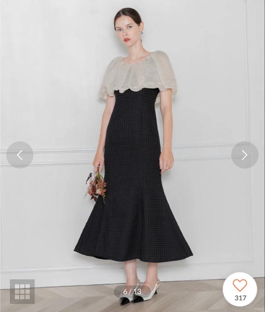 【LEJA】2WAYオフショルダーパフスリーブ マーメイドワンピースロングドレス