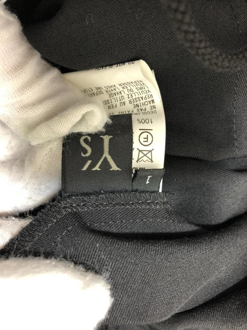 072131 Y's アシンメトリー ギャザー ウール サルエル パンツ 1