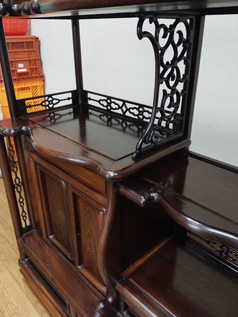 y　茶箪笥　アンティーク　飾り棚　黒檀