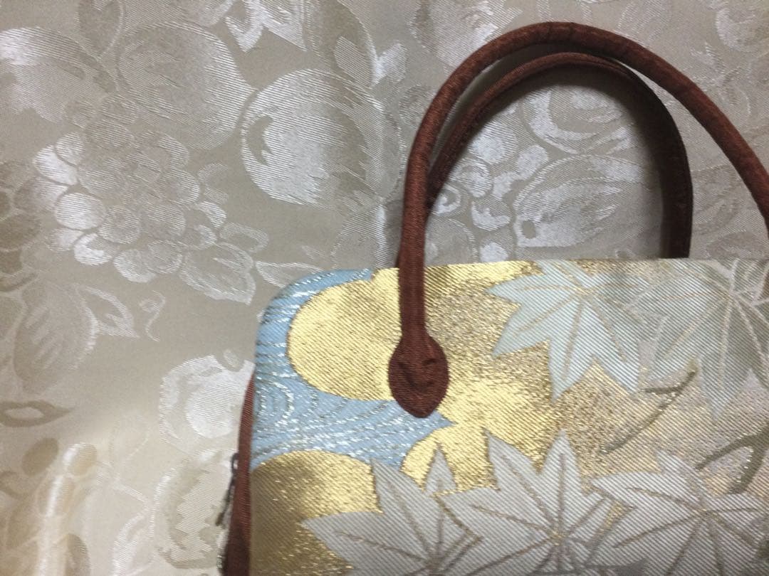 利休バッグ 菊　紅葉柄