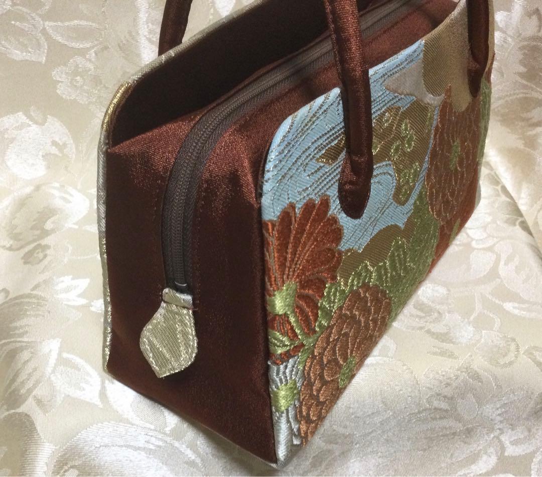 利休バッグ 菊　紅葉柄