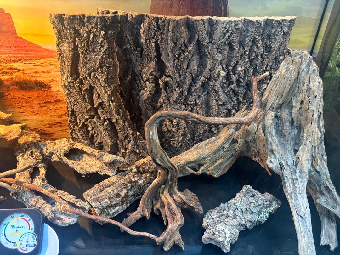 【使用僅か】グラステラリウム9060 爬虫類 飼育セット ライト 暖突 流木