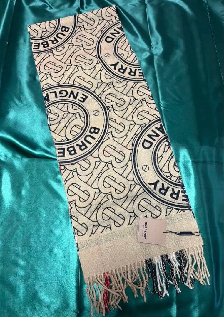 BURBERRY チェック柄 ロゴ リバーシブル マフラー