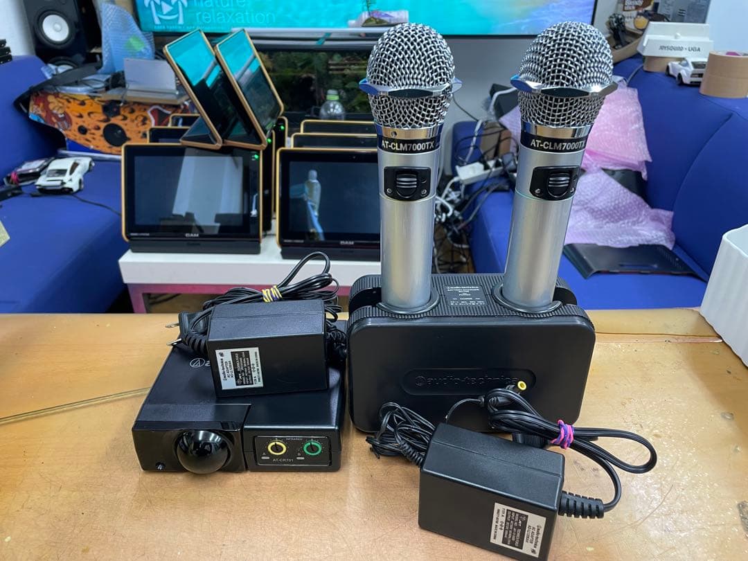 オーディオテクニカ赤外線ワイヤレスマイクセット　シルバー極上