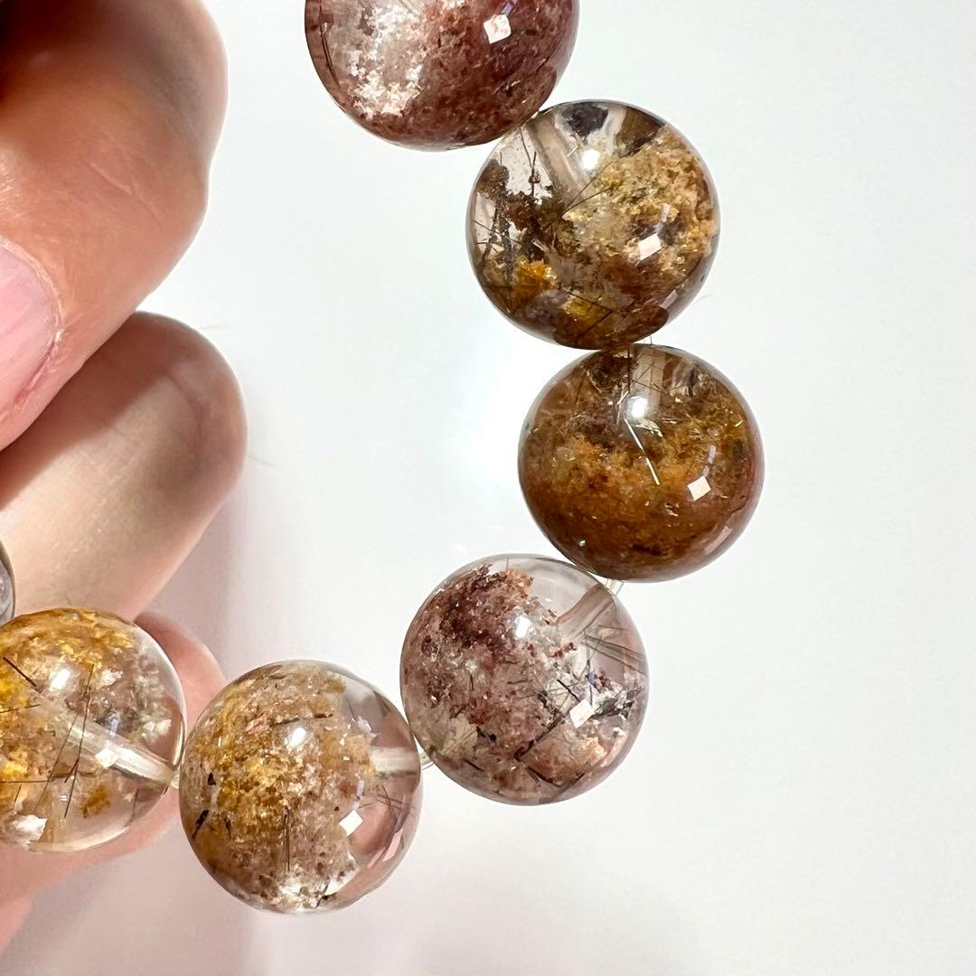 希少！ガーデンクォーツ×ルチルクォーツ 共生ブレスレット【一点物】ゴールドルチル