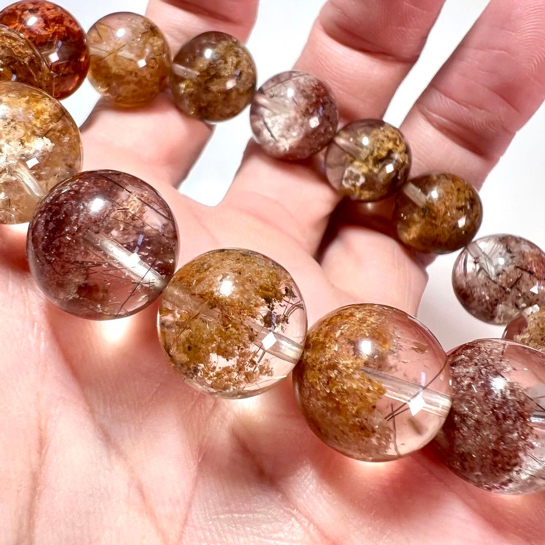 希少！ガーデンクォーツ×ルチルクォーツ 共生ブレスレット【一点物】ゴールドルチル