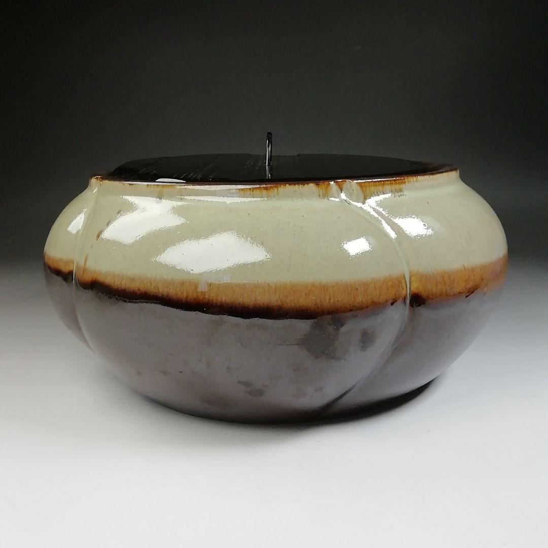 Ｔ６８９　水指　『捻梅　水指』『膳所焼』『淡海ぜぜ 陽炎園 造』　共箱　茶道具