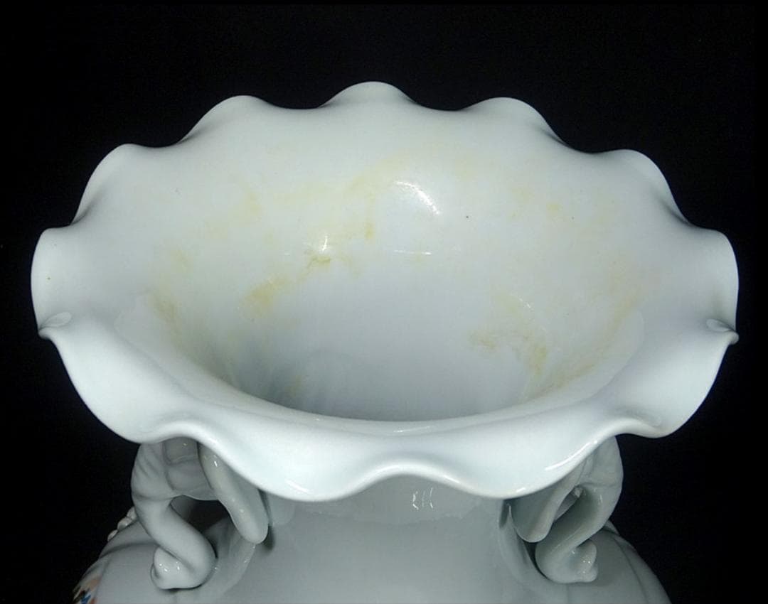 韓国美術 趙京 大花瓶 白磁 花色絵 高さ約42cm u03156