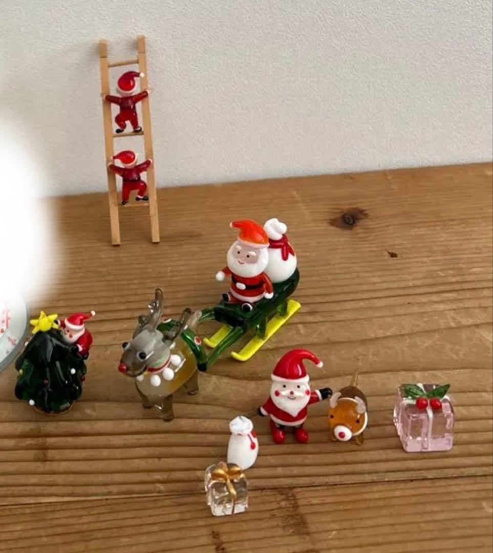 ガラス細工　クリスマス　梯子サンタ　ツリー　トナカイ　プレゼント