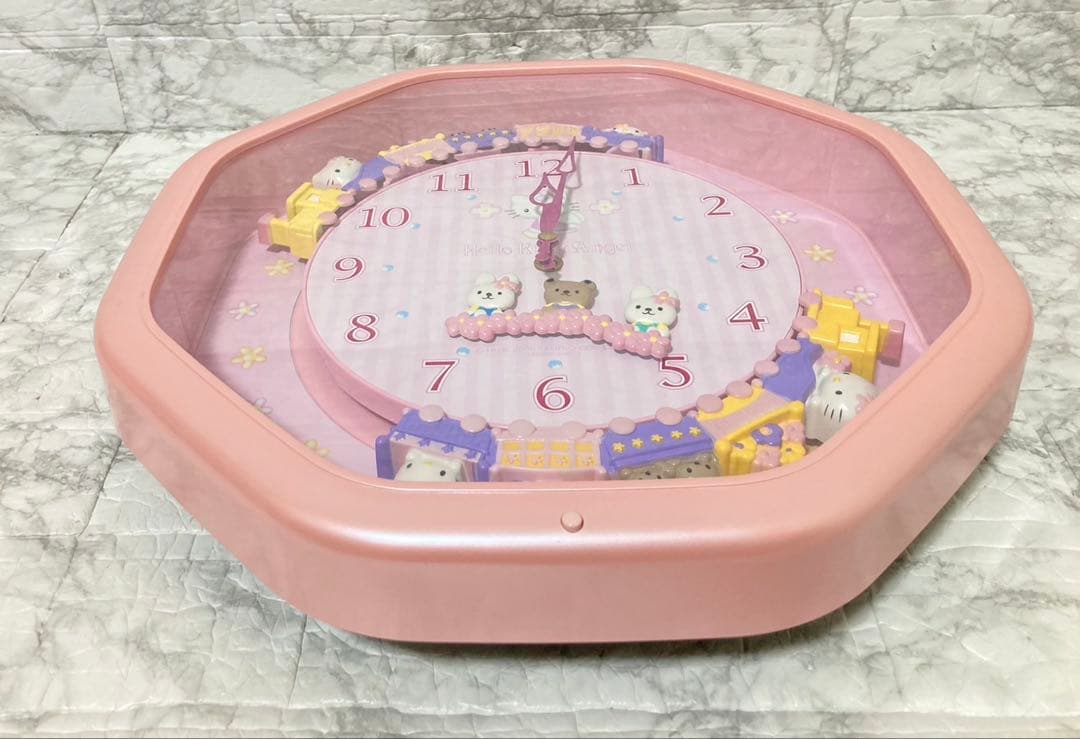 【完動品 美品】CITIZEN サンリオ ハローキティ 掛け時計 ピンクパール