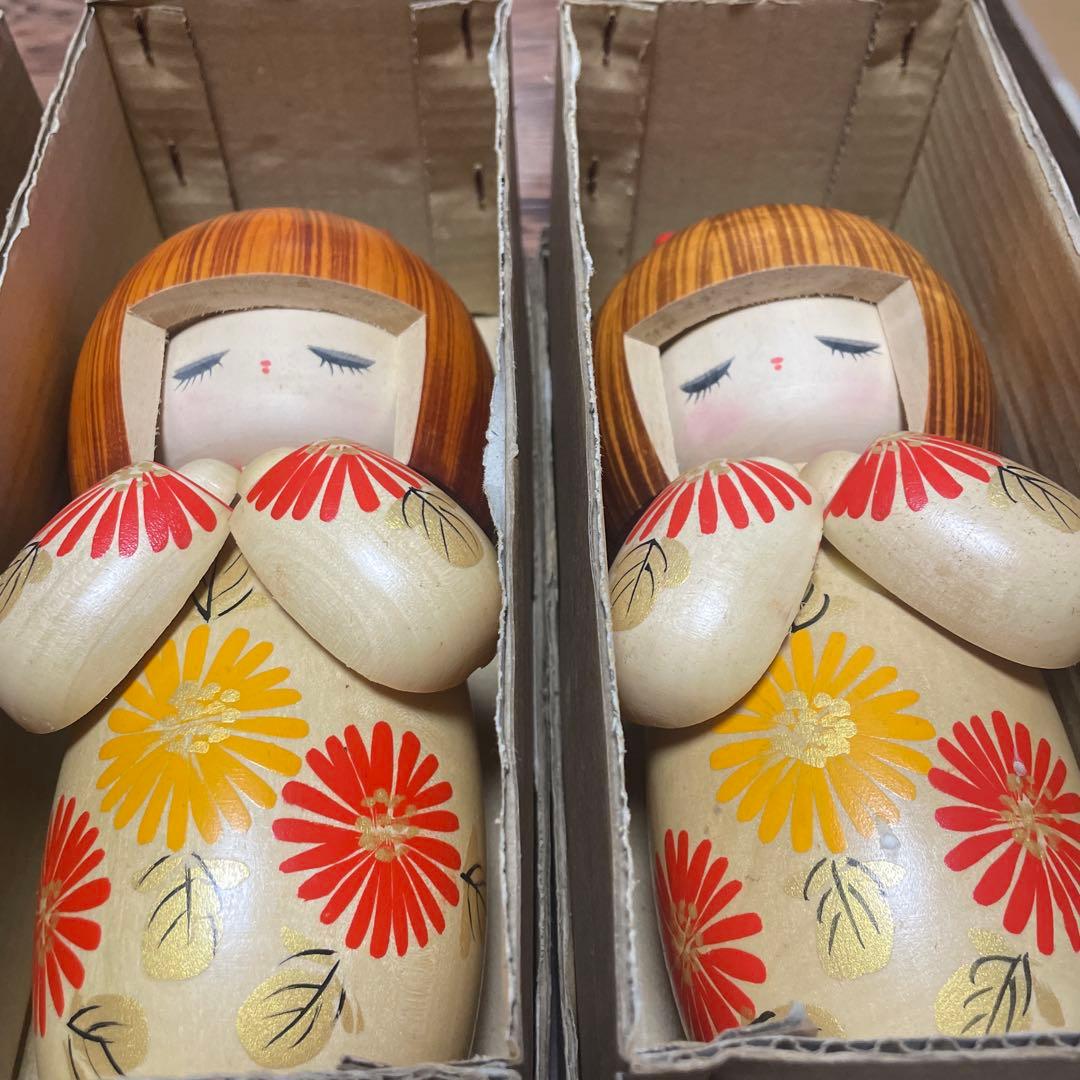 創作こけし（箱あり）　宮下はじめ　おとめ菊　4体セット　すべて札付