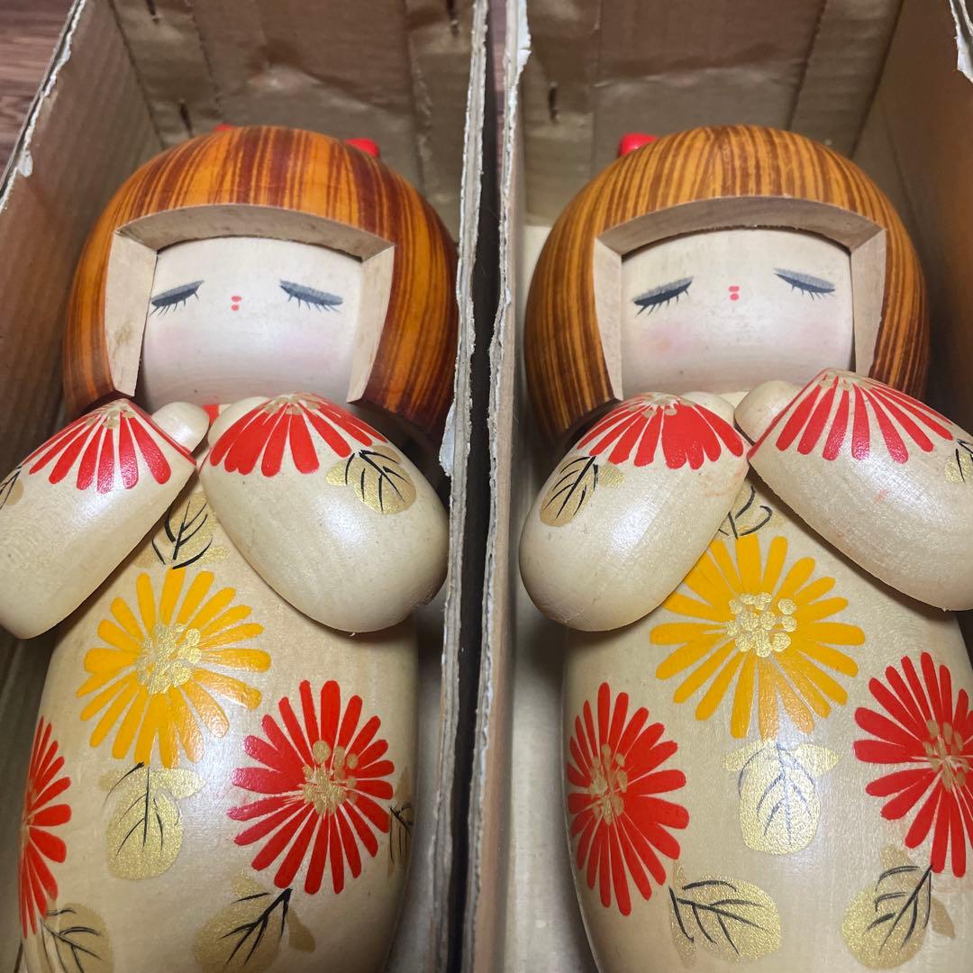 創作こけし（箱あり）　宮下はじめ　おとめ菊　4体セット　すべて札付