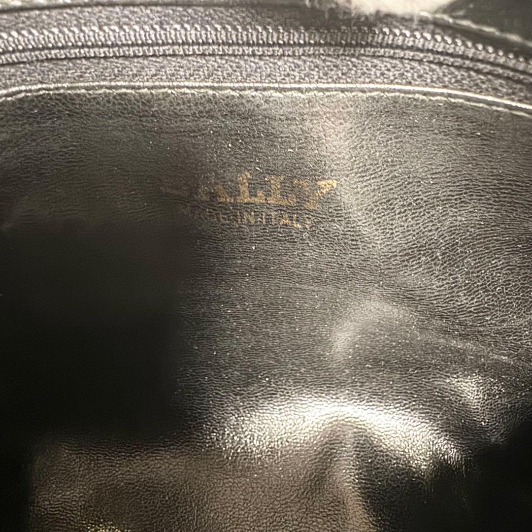美品✨BALLY ハンドバッグ 編み込み メッシュ 金ロゴ レザー ブラック