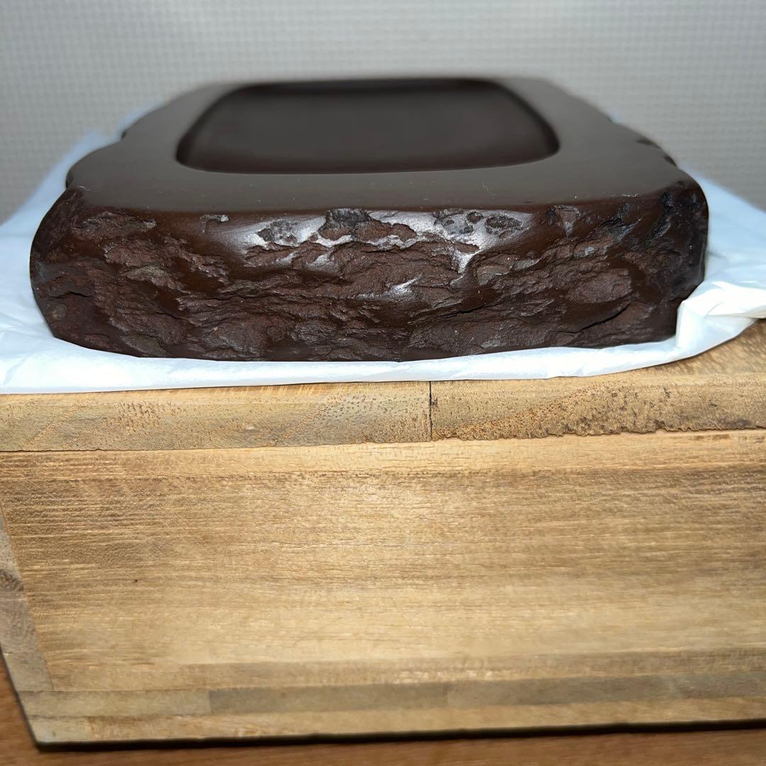 ⭕️赤間硯　名工　堀尾卓司　野面硯　共桐箱　女性好み作品　均整ある美品