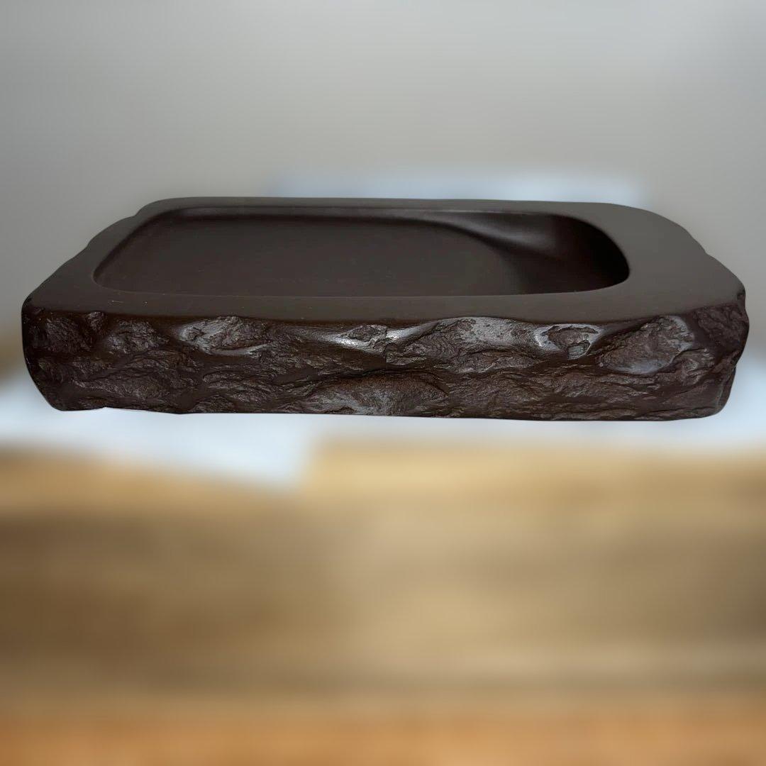 ⭕️赤間硯　名工　堀尾卓司　野面硯　共桐箱　女性好み作品　均整ある美品