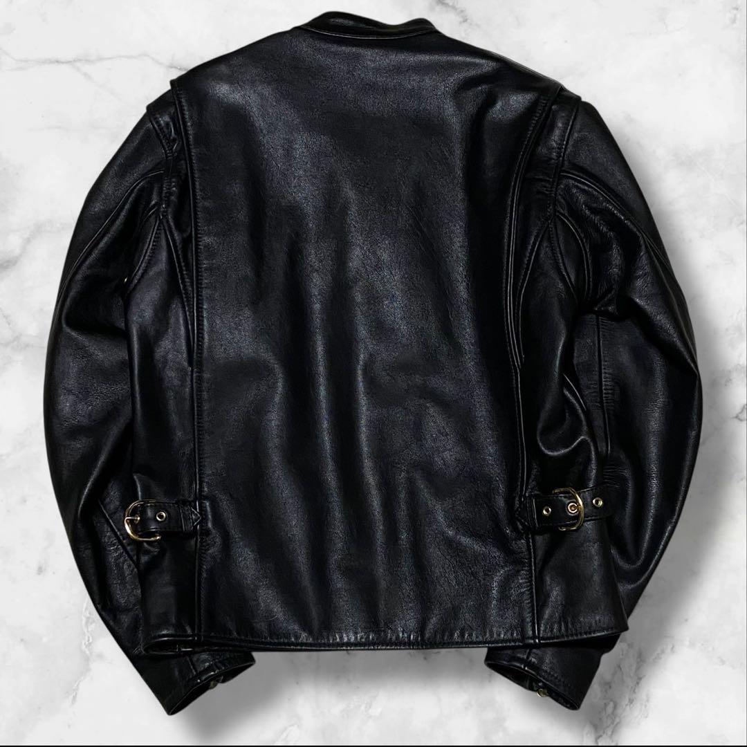 【美品】カドヤ シングル ライダースジャケット レザー ブラック サイズL