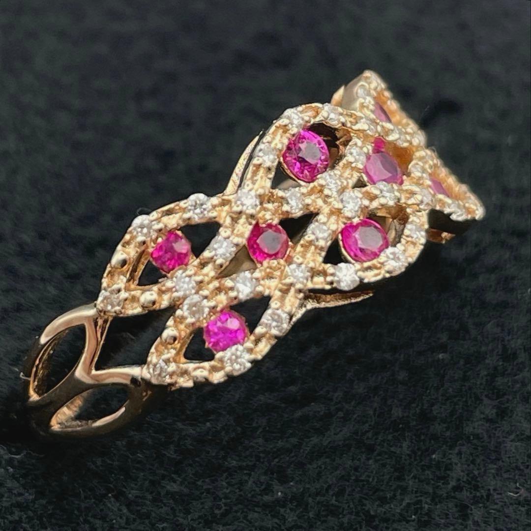 k18 ルビー　ダイヤモンド　リング