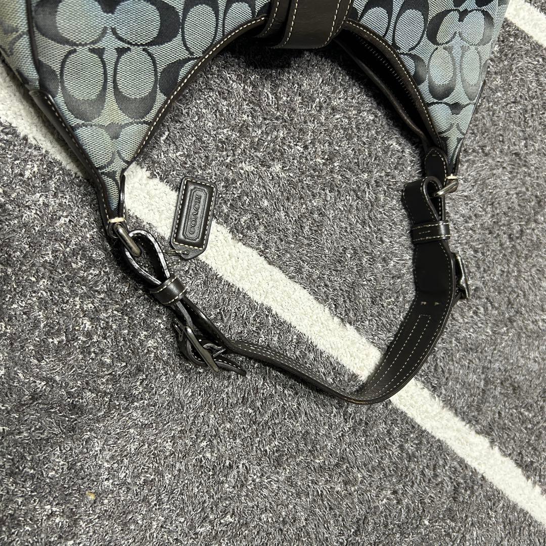 バッグ COACH harf-moon hobo leather signature