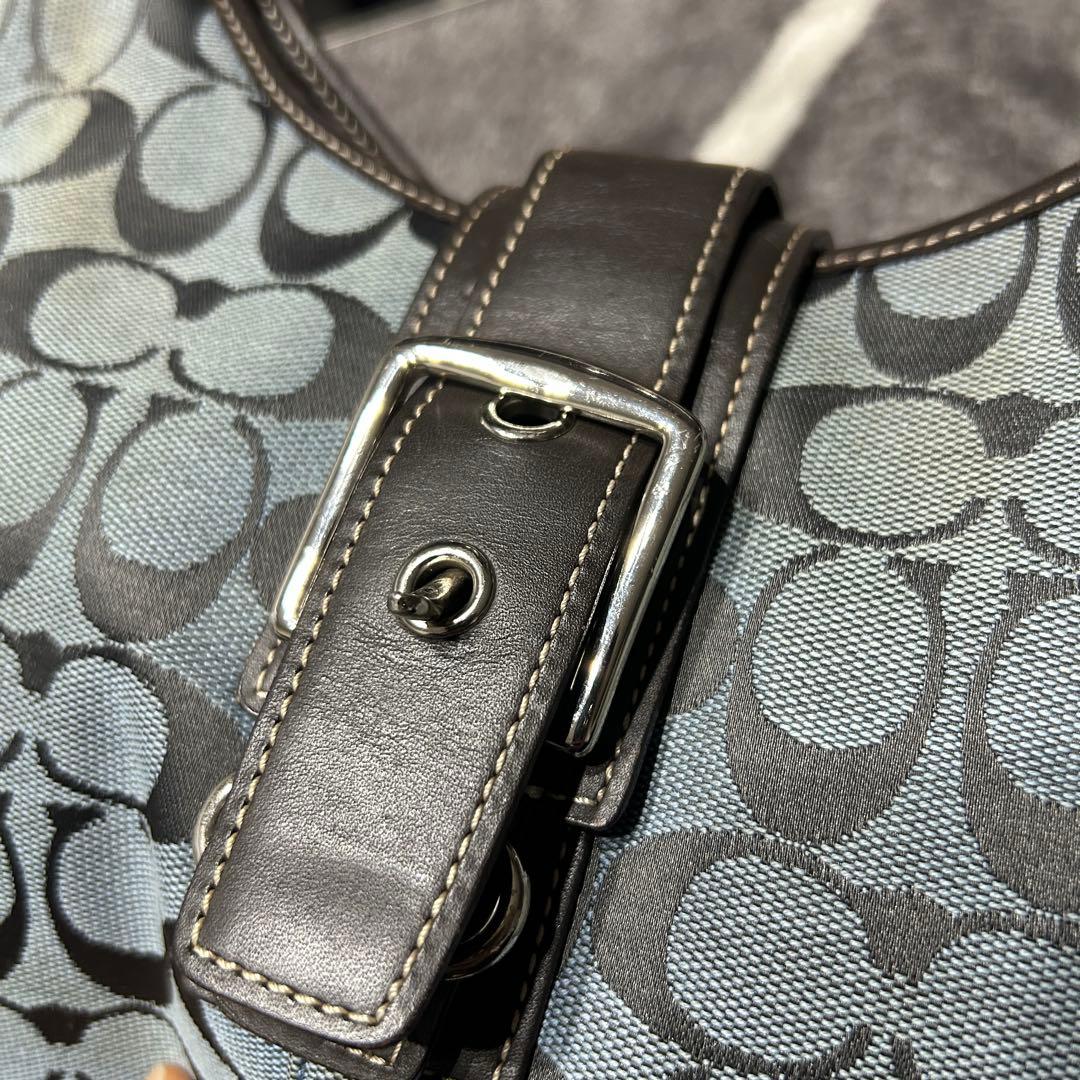 バッグ COACH harf-moon hobo leather signature