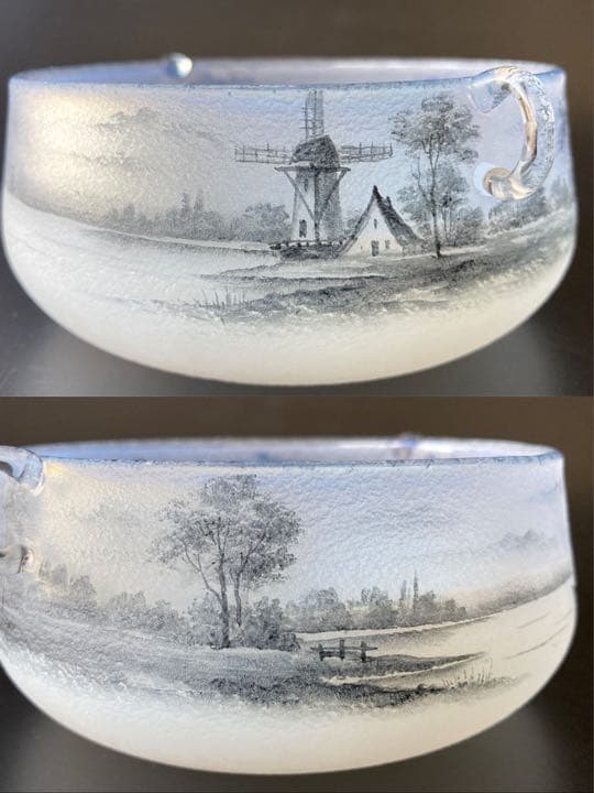 ドーム・ナンシー 阿蘭陀湖畔風景文　蓋物　エナメル　ジブレ グリザイユ　オランダ