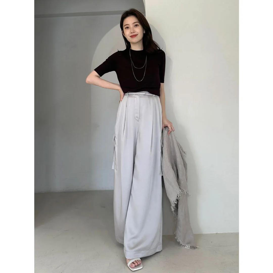 めぇ様★未使用★anuans｜定価1,8万 24SS 綺麗め サテンカーゴパンツ