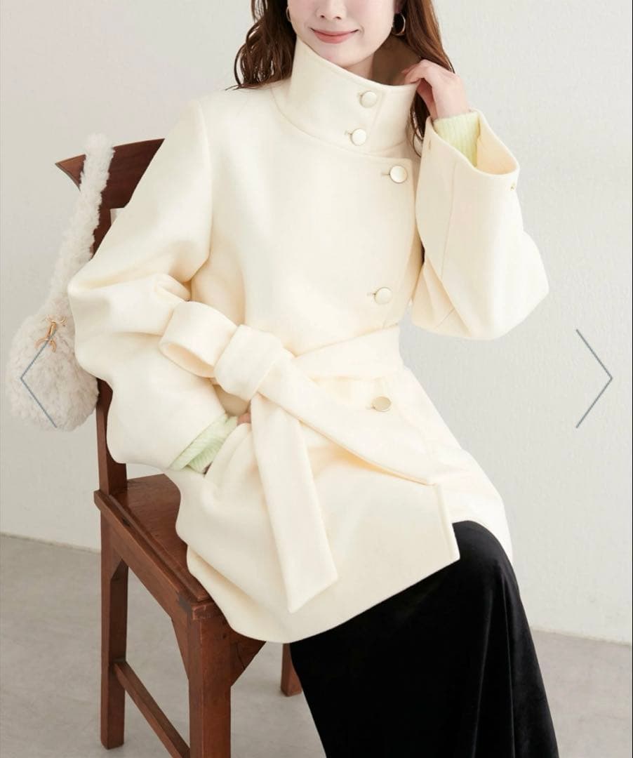 【週末セール】natural coutureスタンドカラーミドル丈コート