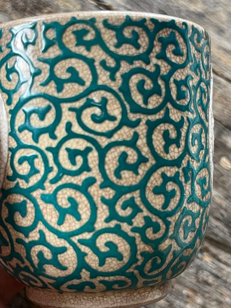 SALE⏬理兵衛　色絵　葵唐草紋　筒杯　湯呑　古京焼　古清水