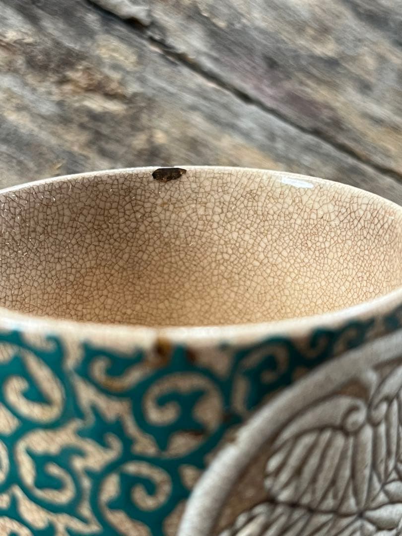 SALE⏬理兵衛　色絵　葵唐草紋　筒杯　湯呑　古京焼　古清水