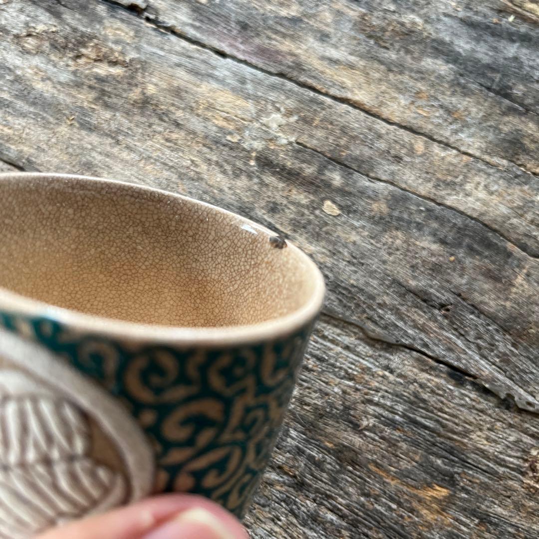 SALE⏬理兵衛　色絵　葵唐草紋　筒杯　湯呑　古京焼　古清水