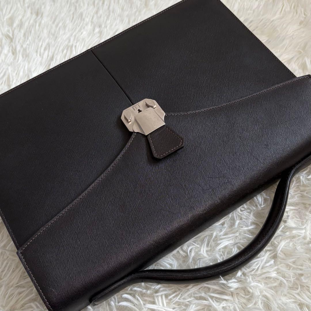 ダンヒル コンパクトブリーフケース ダレスバッグ イタリア製 レザー