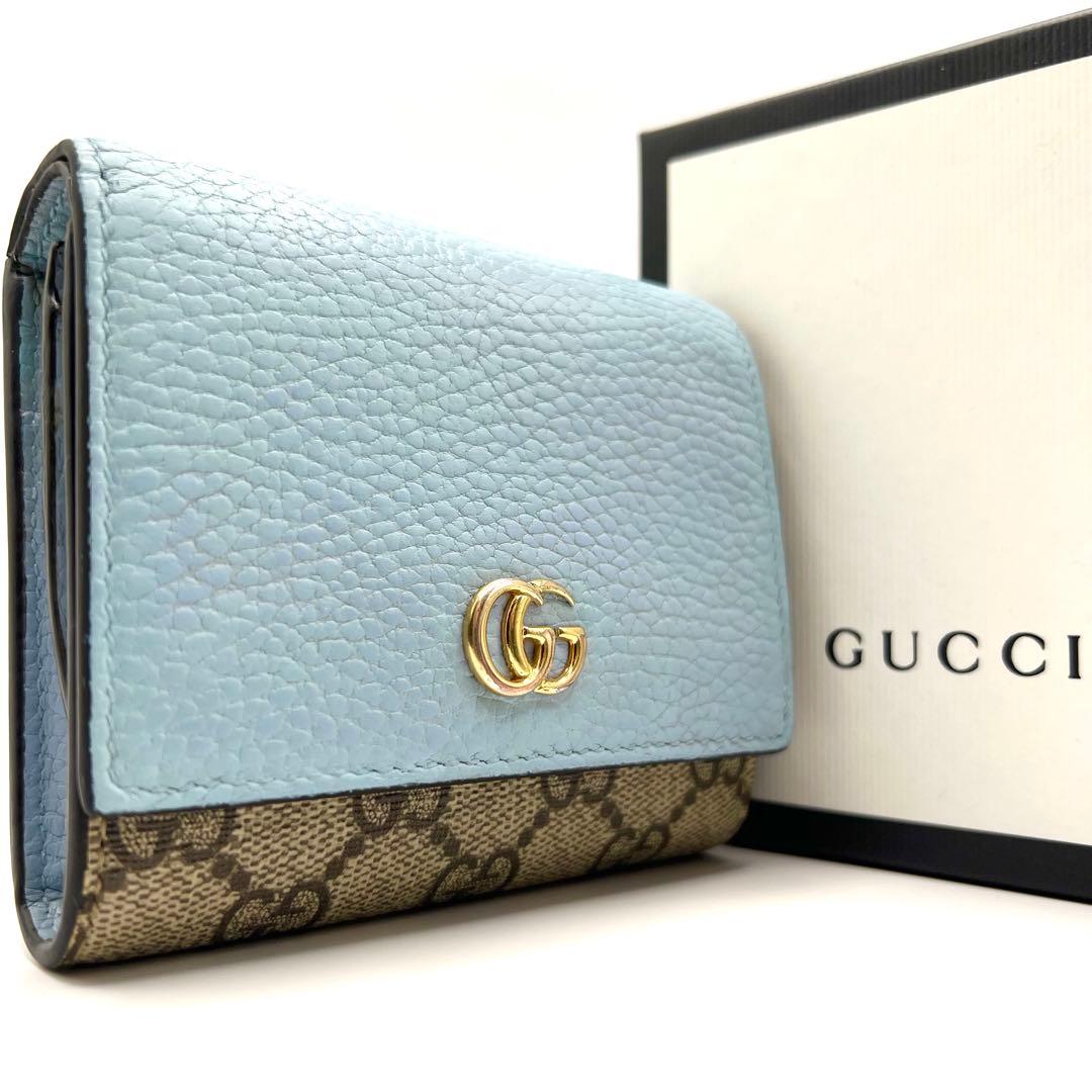 現行✨ 美品 グッチ プチマーモント ggスプリーム バイカラー 二つ折り財布