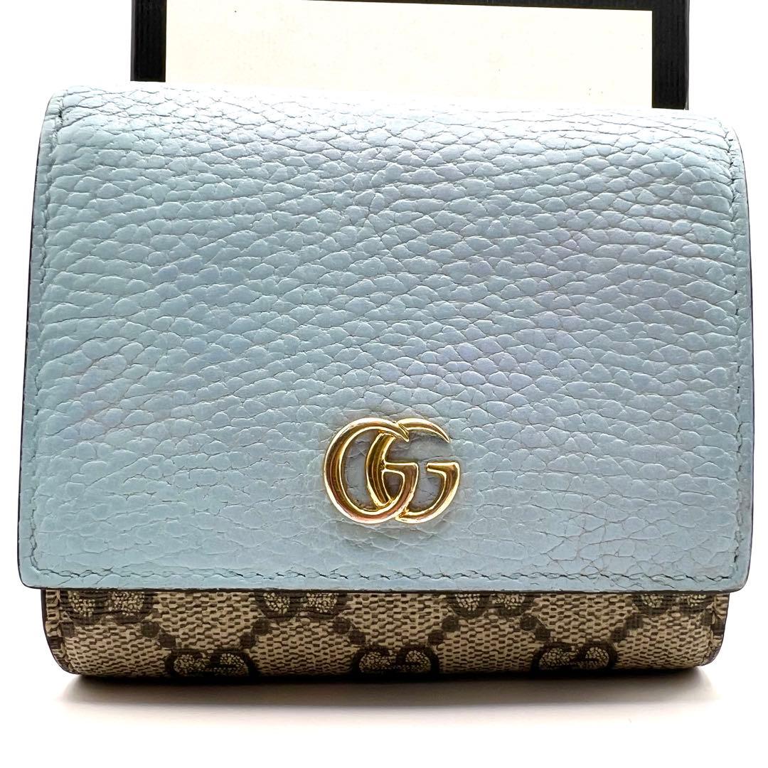 現行✨ 美品 グッチ プチマーモント ggスプリーム バイカラー 二つ折り財布