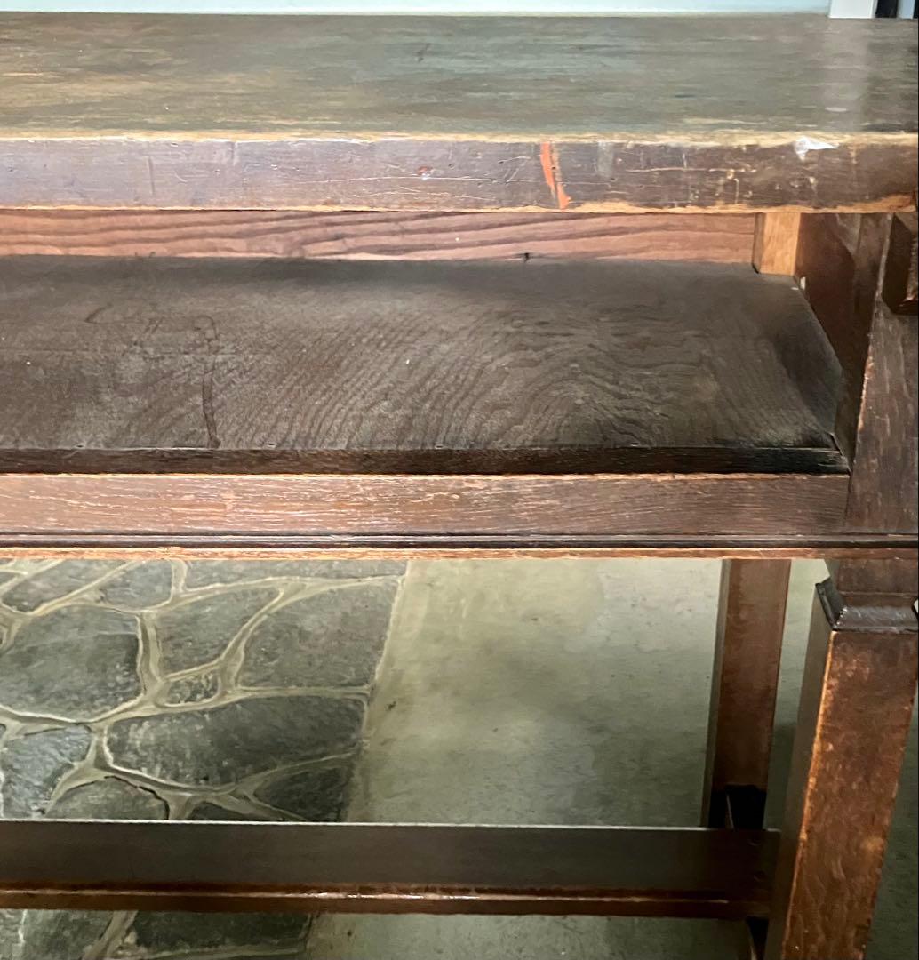 ヴィンテージ 昭和レトロ 学校・会議室用テーブル 長卓 文机 一枚板 C