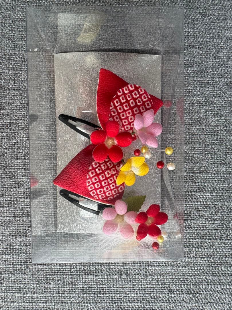 七五三 作り帯とはこせこセット　7歳用 /髪飾りのおまけ付き