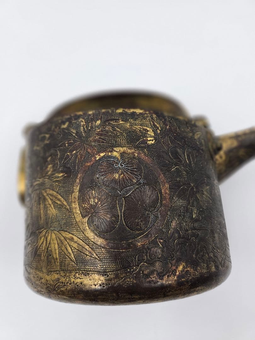 徳川家伝来 三つ葉葵紋 金銅薬缶 大名道具 煎茶道具 湯沸 時代物 骨董 珍品