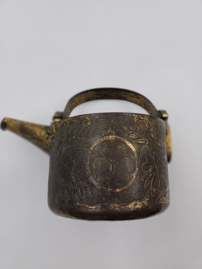 徳川家伝来 三つ葉葵紋 金銅薬缶 大名道具 煎茶道具 湯沸 時代物 骨董 珍品