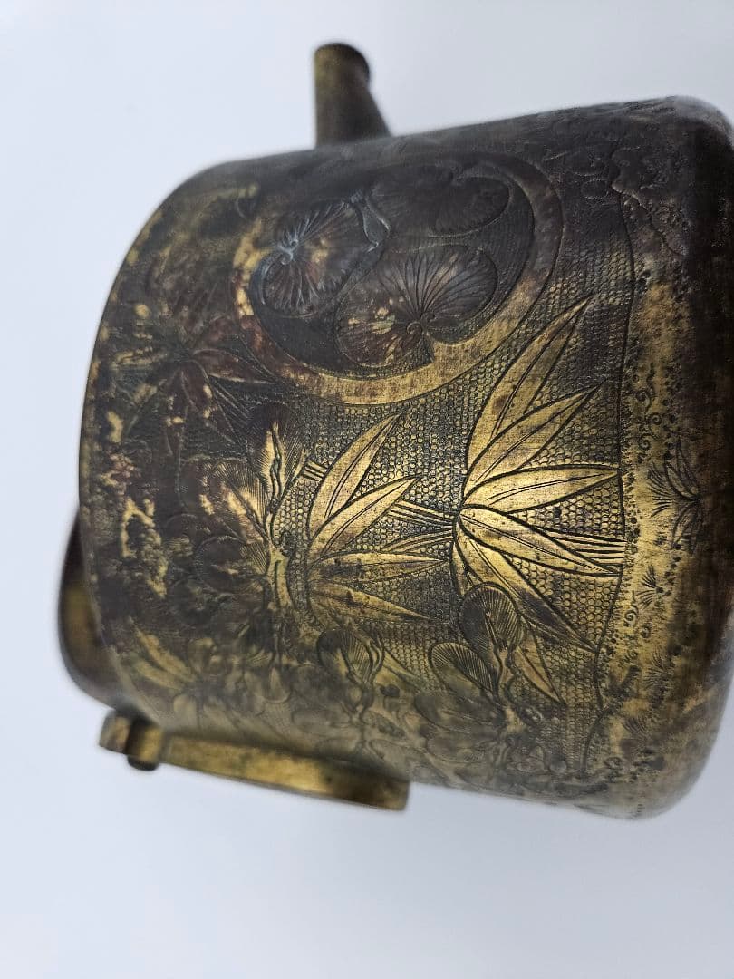 徳川家伝来 三つ葉葵紋 金銅薬缶 大名道具 煎茶道具 湯沸 時代物 骨董 珍品