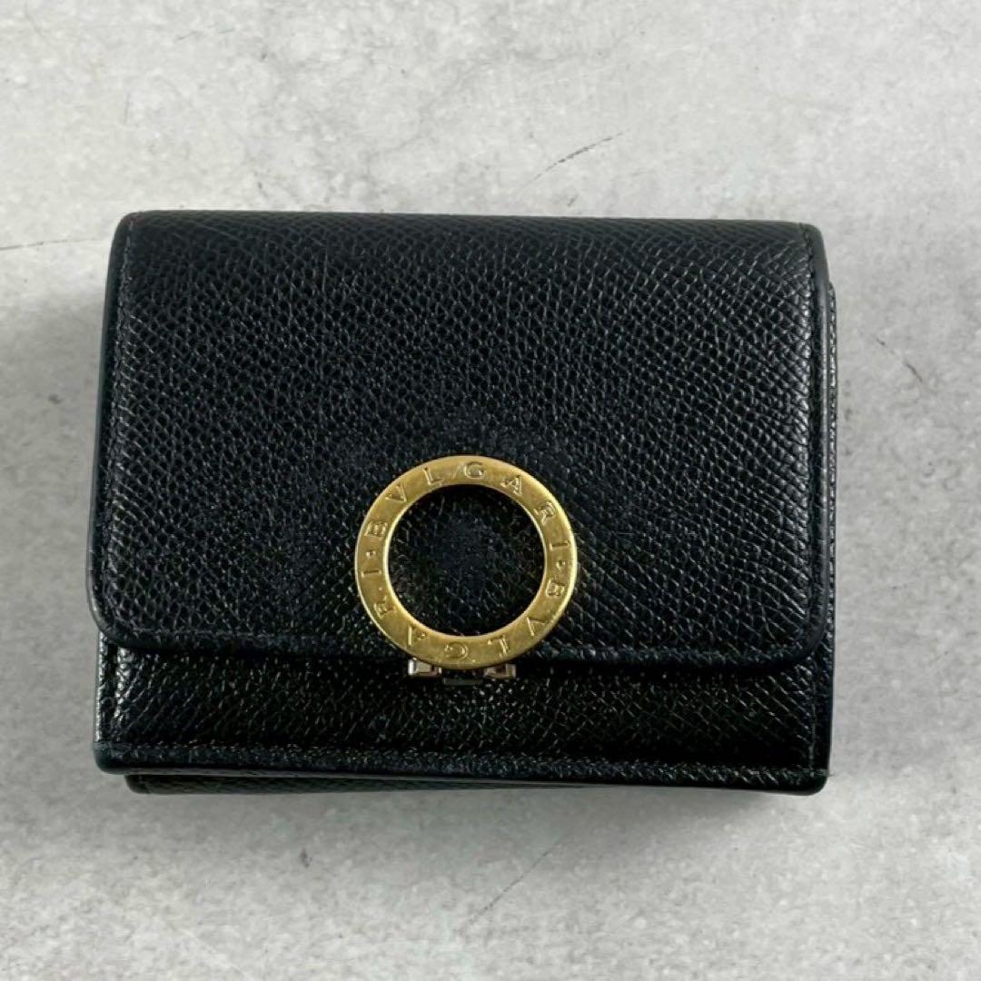 【美品】ブルガリ 三つ折り財布 ビーゼロワン ブラック レザー
