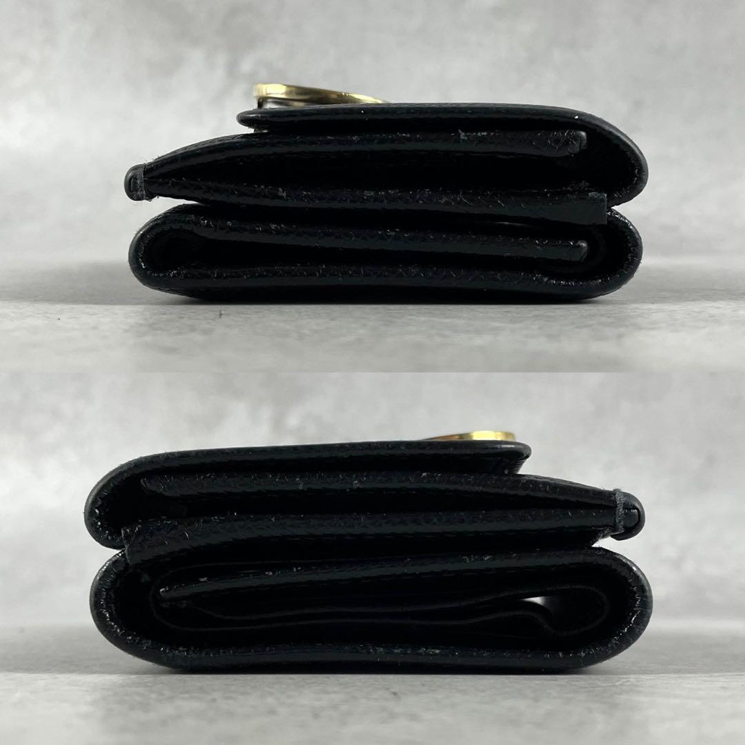 【美品】ブルガリ 三つ折り財布 ビーゼロワン ブラック レザー