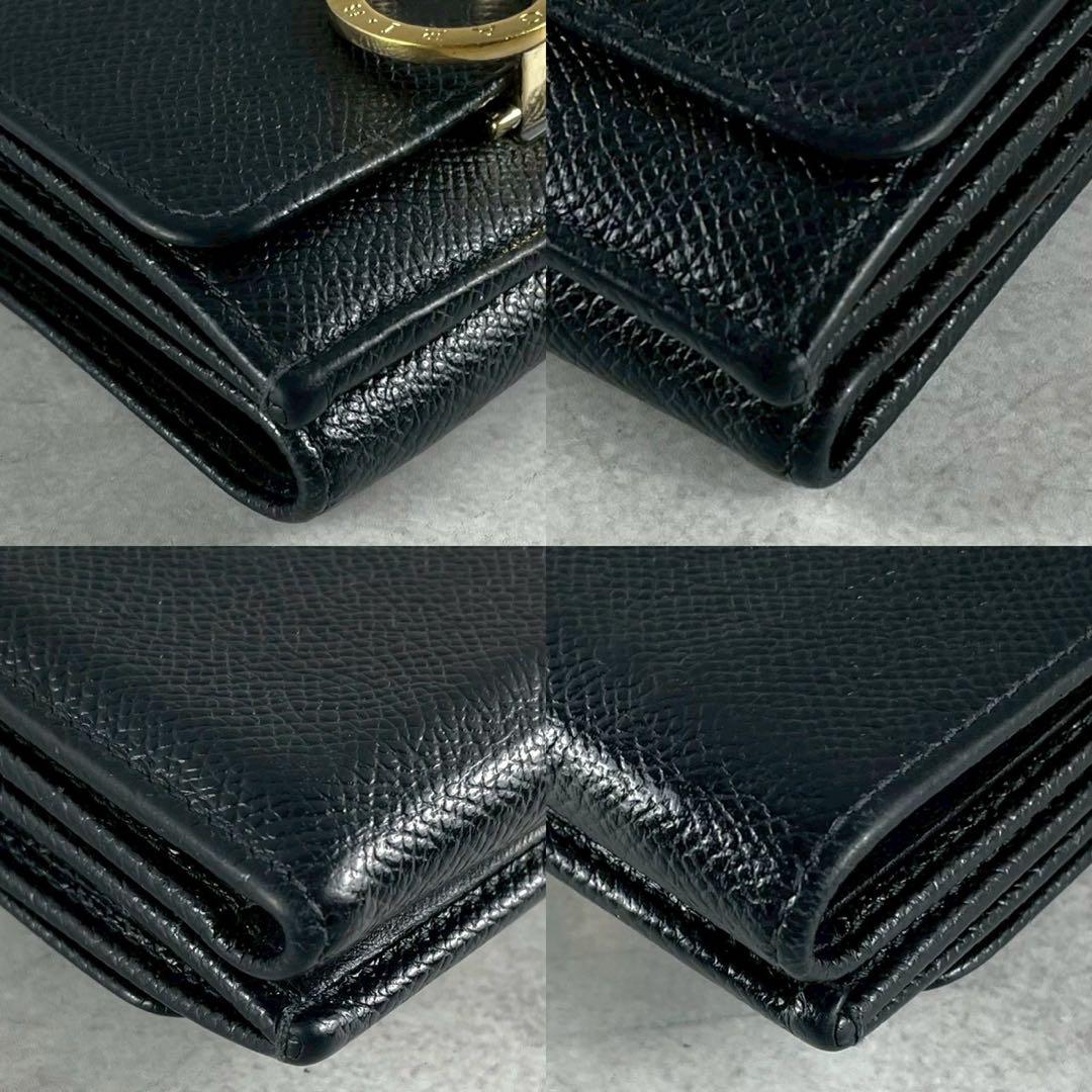 【美品】ブルガリ 三つ折り財布 ビーゼロワン ブラック レザー